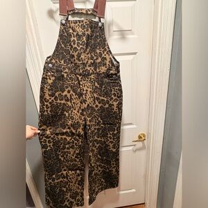 Cider Brown and Black Animal Print Overalls